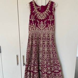 Anarkali maroon and gold